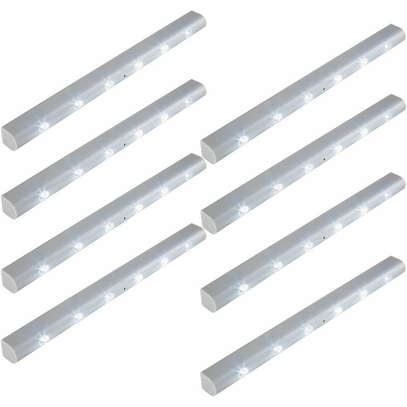 8 LED light strips with motion detector - led under cabinet lighting, led kitchen lighting, led light bar - grey