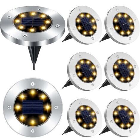 8 LED Lumière Solaire Extérieur,8 Pièces Lampe Solaires Jardin Au Sol Étanche IP65,Spot Solaire Jardin Encastrable Lumière,pour Passerelle Chemin Terrasse Cour Souterraine Encastrer Pelouse (lumière c