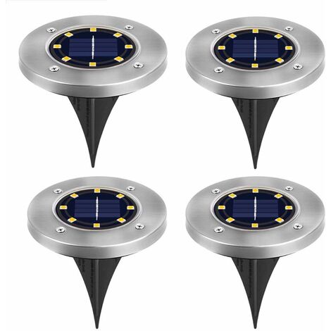 8 LED luz solar empotrada Jardín solar para césped, terrazas, patios - Blanco cálido.