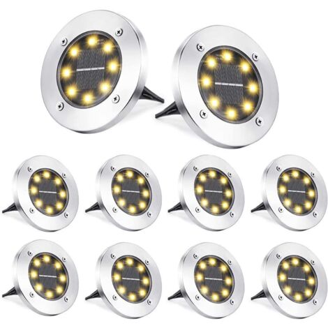 8 LED-Solarleuchten für den Außenbereich, wasserdichte Garten-Rasenleuchten, warmweiße dekorative Lichter für Terrasse und Hof (8 Stück)