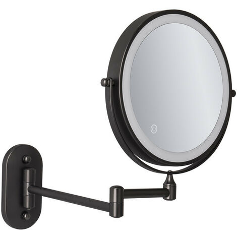8'' LED-Wandspiegelvergrößerung, USB wiederaufladbar mit 1X/3X, Schwarz