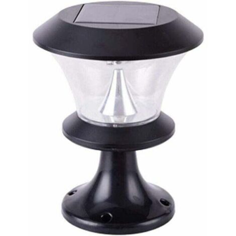 8 LED Yard Villa Landscape Decorative Post Light Outdoor Round Solar Pillar Lamp Garden Door Wall Lamp Outdoor Lawn View Courtyard Villa Outdoor Floor Lamp (A: Luce calda)