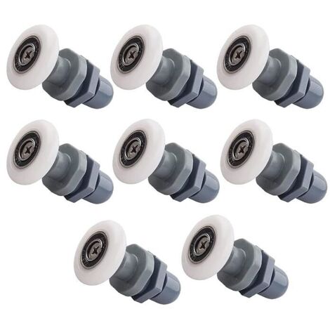 8 Lenkrollen für Duschtüren, 25 mm, für Schiebetüren, geeignet für Glastüren mit einer Dicke von 4 bis 6 mm.