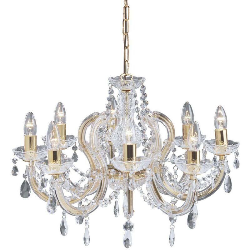 Marie Therese - 8 Light Crystal Chandelier Polished Brass Finish, E14 - Searchlight