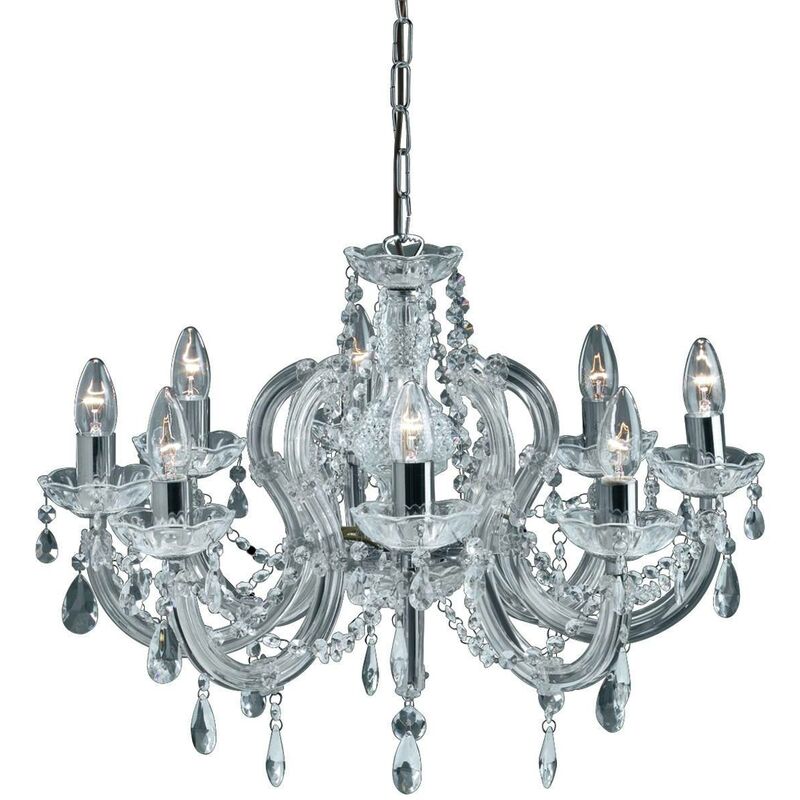 Marie Therese - 8 Light Crystal Chandelier Chrome Finish, E14 - Searchlight