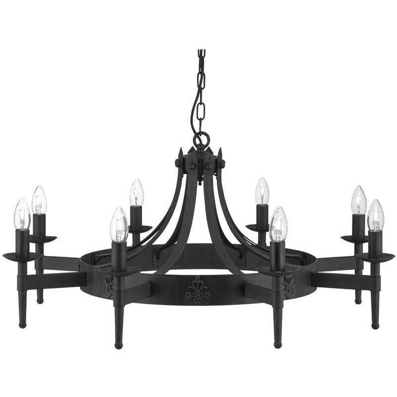 Cartwheel - 8 Light Chandelier Black Finish, E14 - Searchlight