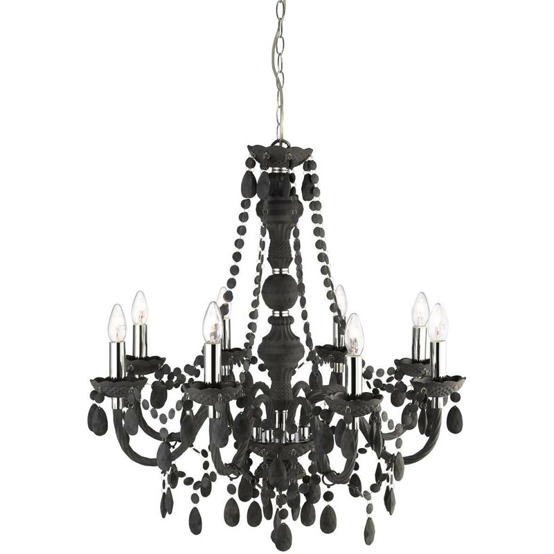 Marie Therese - 8 Light Chandelier Grey Finish with Acrylic Crystals, E14 - Searchlight