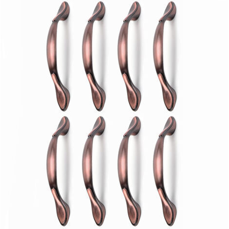 8 maniglie vintage per ante di mobili, maniglie per armadietti a forma di arco, maniglie a tirante per mobili (interasse fori 96 mm, bronzo rosso)
