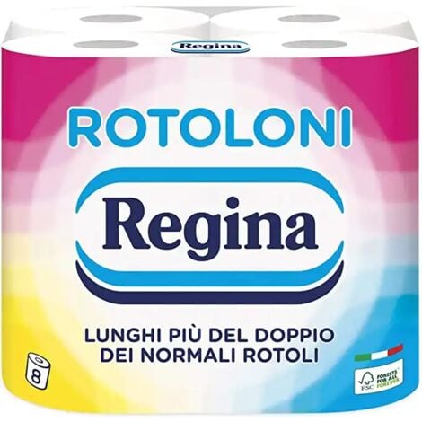 8 Maxi Rotoli Rotoloni Regina Carta Igienica 500 Strappi 2 Veli 61 Metri
