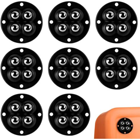 8 mini ruedas giratorias de 360° para muebles con 4 rodamientos de bolas de acero, diseño autoadhesivo, adecuadas para muebles pequeños, utensilios de cocina y estantes (blanco).