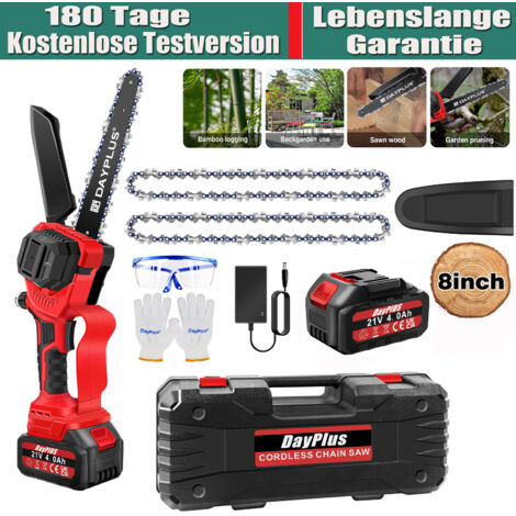 8 " mini scie à chaîne sans fil jardin scie à chaîne coupe - arbres + batterie