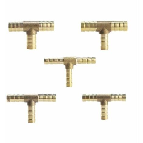 (8 mm) 5 pezzi Raccordo a T a 3 vie in ottone per tubo flessibile del carburante per aria compressa
