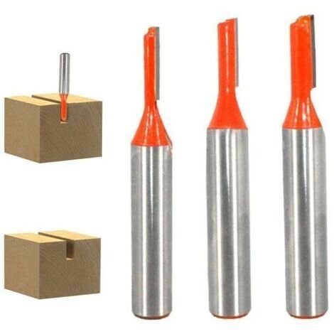 8 mm Fresas rectas para Fresadoras, 3 piezas, Fresas de carburo para madera, Fresas rectas de una ranura para Router – 3 mm / 4 mm / 5 mm