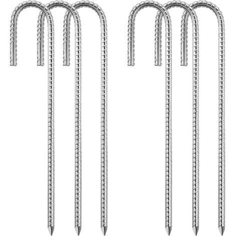 (8 mm x 30 cm) Piquets de tente en acier set de 6 Kit de fixation de trampoline en J galvanisé Tente de trampoline Tente de camping Balançoire Toile de trampoline