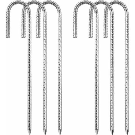 (8 mm x 30 cm) Set di 6 picchetti per tenda in acciaio zincato a forma di J Kit di fissaggio per trampolino Tenda da campeggio Tenda da campeggio Altalena Copertura per trampolino