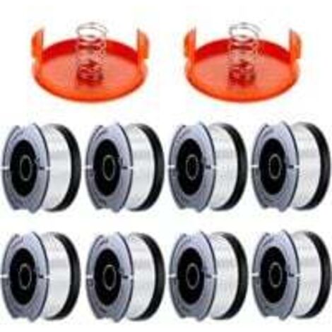8 Pack Bobine Fil Coupe Bordure Compatible avec Black et Decker Coupe Bordures, A6481 A6485 1.65mm Bobine de Fil Debroussailleuse(8 Fil Coupe Bordure,2 Couvercle,2 Ressort)
