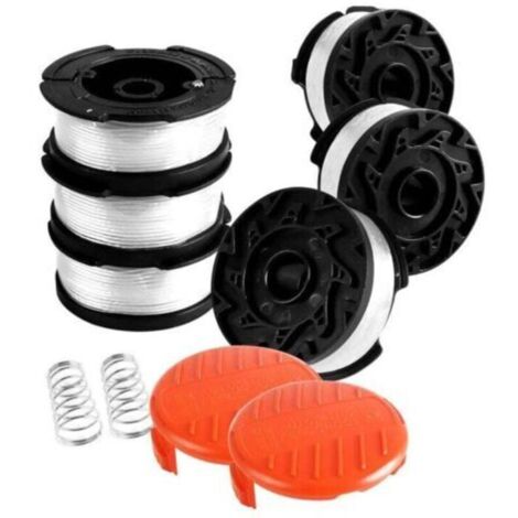 8 Pack Bobine Fil Coupe Bordure Compatible avec Black et Decker Coupe Bordures, Bobine de Fil Debroussailleuse，6 Fil Coupe Bordure,2 Couvercle,2 Ressort，