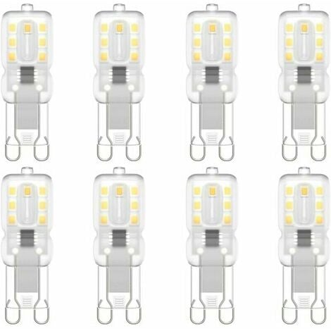 SWYEOOT 8 Pack G9 LED Light Bulbs, G9 LED 220V Natural White 5500K 3W Halogen Equivalent 30W [Energy Class E]