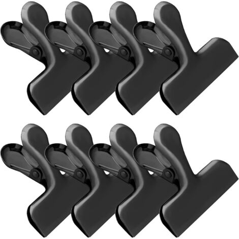 8 Pack Stainless Steel Black Chip Clips 3" Bag Clips Food Clip Kitchen Clips for Snack,Large Clips for Food Packages,Food Clips Snack Clips,Home&Office Clips Paper Clips Metal Chip Clips
