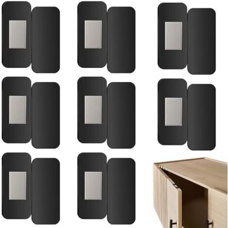 8 paires de verrous magnétiques pour placards – Fixation sans perçage, loquets puissants portes meubles avec adhésif Aimants fermeture cuisine, armoires, penderies et tiroirs -