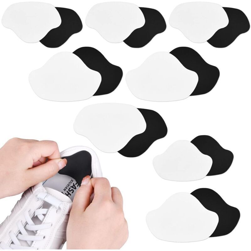 – 8 paires patchs de réparation talon auto-adhésifs – Coussinets confort pour chaussures – 4 grandes et 4 petites tailles – Noir et blanc