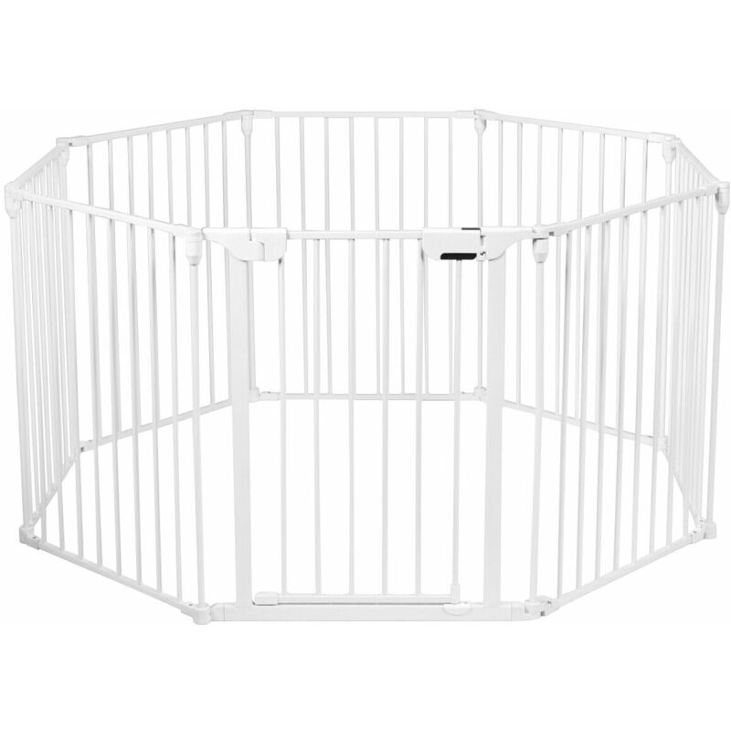 8 Panel Baby Metal PlayPen Pet Fence Playpen Foldable Room Divider 3 in 1 White