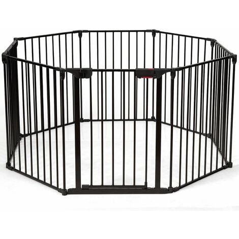 COSTWAY 8 Panel Fireplace Fence Baby Pet Safety Gate Playpen Adjustable Room Divider