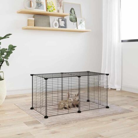 8-Panel Pet Cage Black 35x35 cm Steel vidaXL
