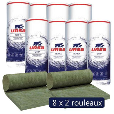 8 paquets de 2 rouleaux laine de verre URSA HOMETEC 35 MOB Ep. 150mm - 36,64m² - R 4.25