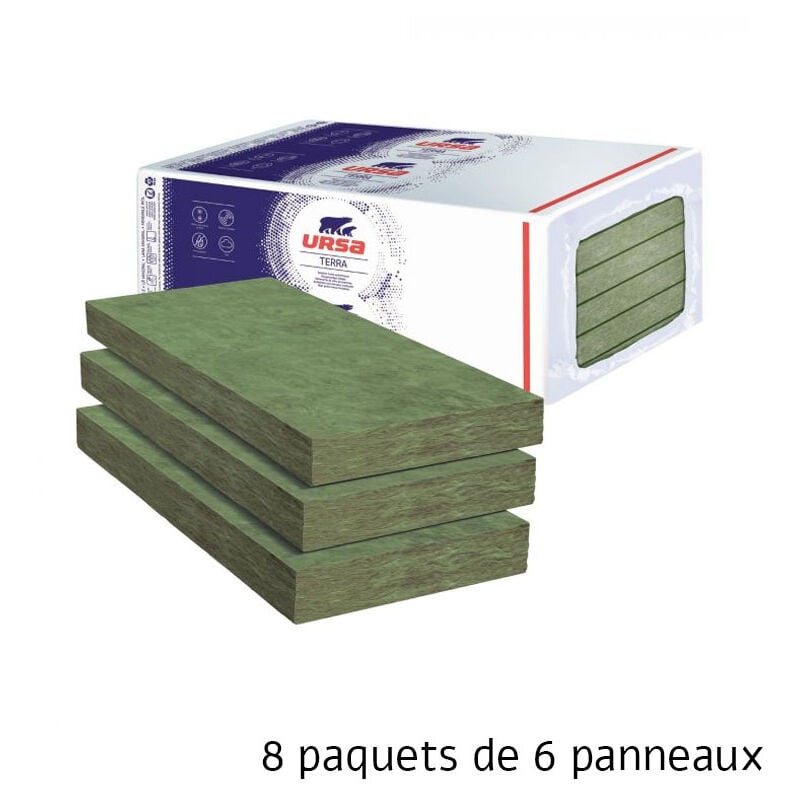 8 paquets de 6 panneaux laine de verre renosoudal P0052 - Panneau 4.86 m² - Soit 38.88 m² - 96 mm - r 3.00 Ursa