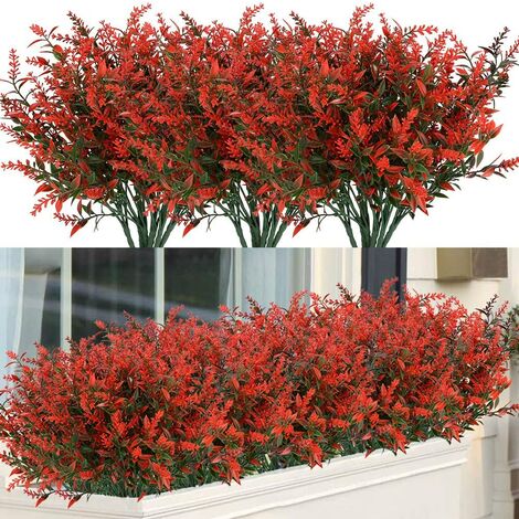 8 paquets de faux fleurs de lavande artificielle en plein air, arbustes résistants aux UV, verdure en faux plastique pour plantes suspendues à l'extérieur, porche de jardin, jardin, décoration de ferme, mariage, fuchsia