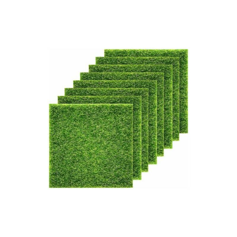 Linghhang - 8 paquets de gazon artificiel pour travaux manuels 15 x 15 cm gazon synthétique - green