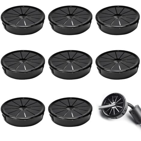 8 passe-câbles, clips de 45 mm de diamètre, passe-câbles ronds en nylon pour câbles de bureau, noirs