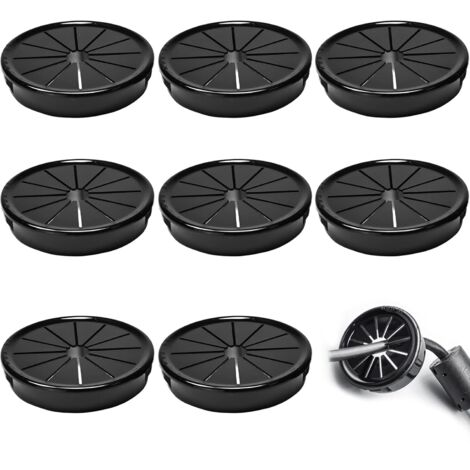8 passe-câbles, clips de 55 mm de diamètre, passe-câbles ronds en nylon pour câbles de bureau, noirs