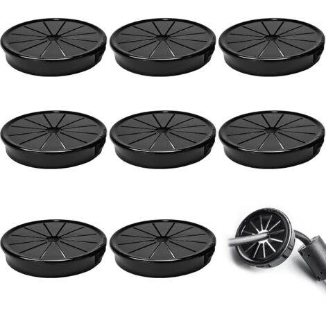 8 passe-câbles, clips de 60 mm de diamètre, passe-câbles ronds en nylon pour câbles de bureau, noirs