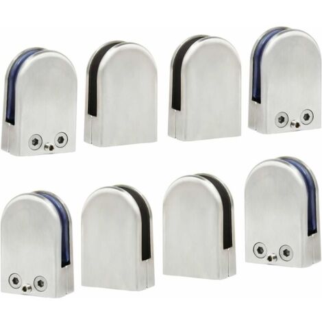 8 PCS (10-12mm) Pince à Verre Porte-Verre En Acier Inoxydable 304 Support de Serrage Clamp Clip Plat Main Courante Fenêtre Balustrade Réglable Escalier Salle de Bains-LIAIKI