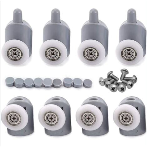 8 Pcs 23mm Galet Rouleau Roulette Roue pour Porte de Douche, Roulettes Coulissantes Porte Salle de Bain