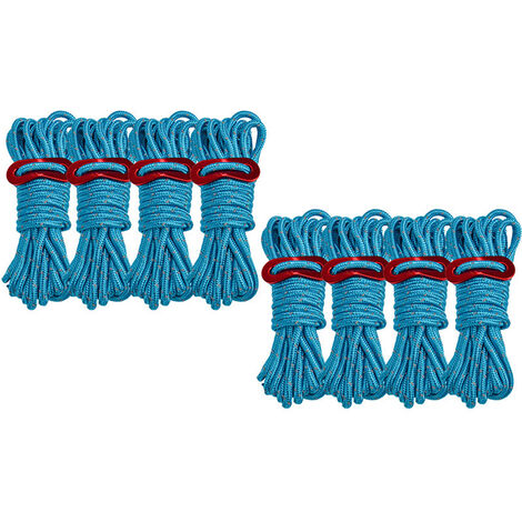 8 pcs 4 m Camping Réfléchissant Tente Corde Tente Accessoires Cordon Vent Corde Boucle En Plein Air Camping Tente Corde Ensemble Bleu