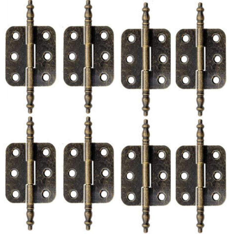 8 PCS Antique Brass Hinge with Screws Vintage Flat Hinge 70 35mm Cabinet Door Hinge Vintage Bronze Folding Hinges Antique Furniture Hinge for Jewelry