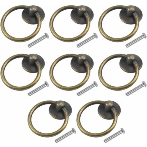 8 Pcs Bouton de Porte Vintage Poignee de Meuble Ronde Poignée D'armoire Classique Tiroir Bague Poignée de Traction Poignées de Tirage Antique Bouton de Meuble pour Cuisine Armoire Placard Commode