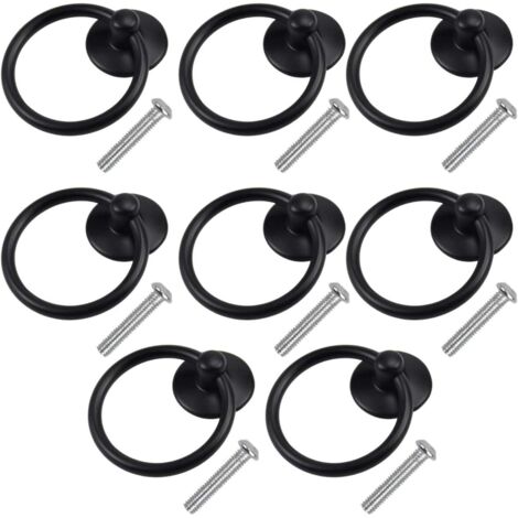 8 Pcs Bouton de Porte Vintage Poignee de Meuble Ronde Poignée D'armoire Classique Tiroir Bague Poignée de Traction Poignées de Tirage Antique Bouton de Meuble pour Cuisine Armoire Placard Commode (Noi