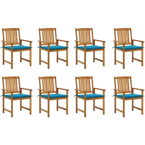 8 pcs Chaises de jardin avec coussins, Fauteuils Extérieur, Sièges confortable Bois d'acacia solide BGT73406