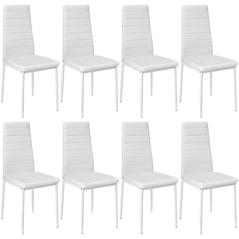 Dazhom - Lot de 8 chaises de salle à manger tapissées,avec pied en métal,chaises de salon,Blanc