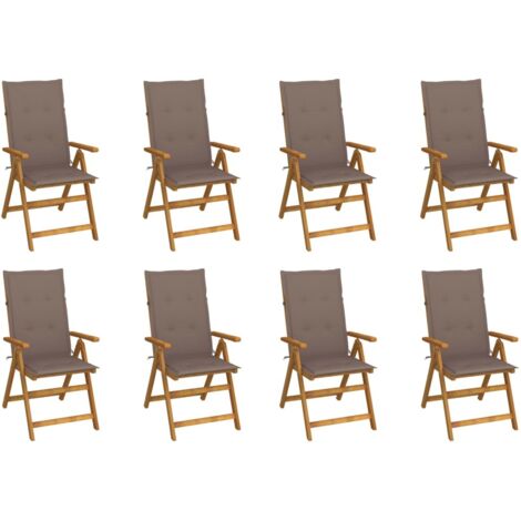8 pcs Chaises pliables de jardin avec coussins  Siège de Terrasse  Chaises pliantes d'extérieur Bois d'acacia DHNET2069291