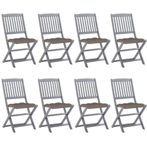 8 pcs Chaises pliables d'extérieur avec coussins  Chaise de jardin  Fauteuil de jardin Bois d'acacia BSRHS246462