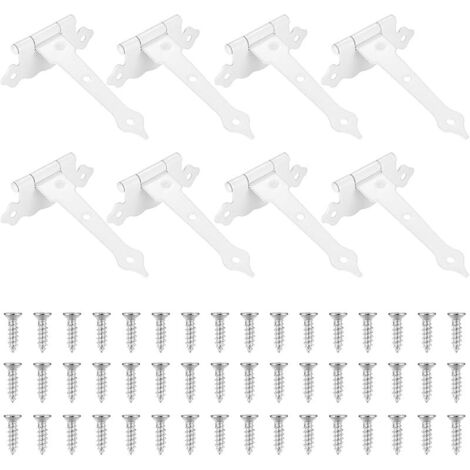 8 Pcs Charnière en T Blanche 118mm - Porte Lourde et de Grange Bord Ondulé pour Portail Bois - Penture Droite