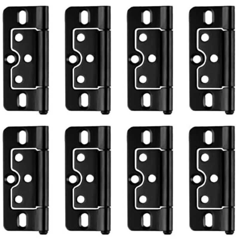 Largeight - 8 Pcs Charniere Porte Lourde, Charnières de Porte Pliables Noires, Charnières de Porte Pliantes Silencieuses sans Mortaise, Charnières