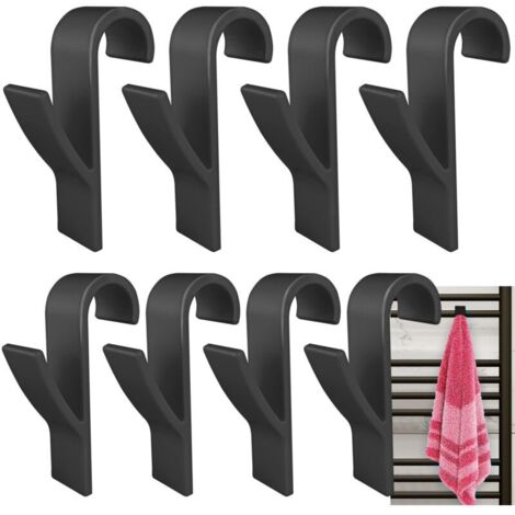 8 Pcs Crochet Radiateur Rond, Crochet à serviettes Blanc, Crochet Serviette Salle De Bain, Crochet Radiateur Seche Serviette, Patere Seche Serviette,Tous Les Radiateurs Standards (Noir)