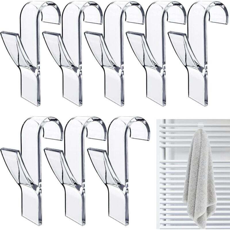 8 Pcs Crochet Radiateur Rond, Crochet à serviettes Blanc, Crochet Serviette Salle De Bain, Crochet Radiateur Seche Serviette, Patere Seche