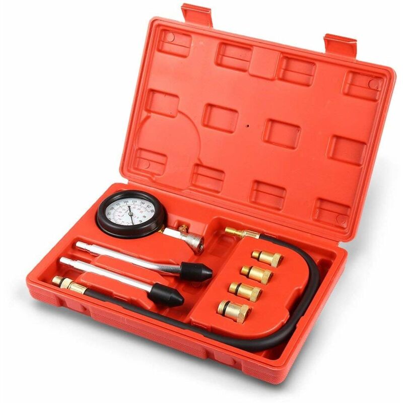 8 Pcs Engine Cylinder Pressure Gauge Diagnostic Tool - Professional Gasoline Diesel Pump Compression Tester Kit